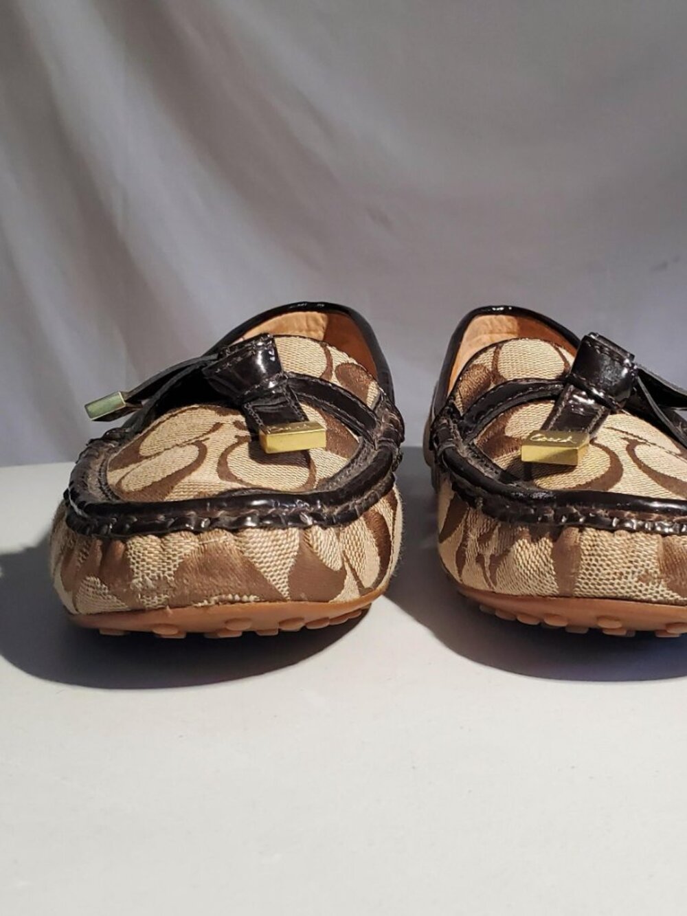 Coach FRIDA Slip on Loafers 8.5 Signature Monogram Logo Brown - shipping incl - Picture 2 of 16